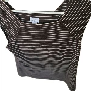 Sheek| LOFT  Coffee Striped| 3/4 Sleeve| Vintage Feel| Women's Brown Striped Top